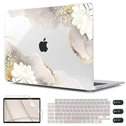 CISSOOK Compatible with MacBook Air 13 inch Case 2021 2020 2019 2018 Floral | A2337 A2179 A1932, 4in1 Set Hard Shell Case Keyboard Cover Screen Protector for MacBook Air 13 inch M1 - color: Charming Painting