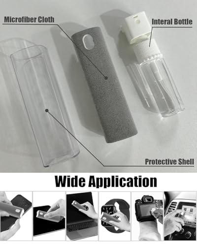 Screen Cleaner Car Screen Cleaner Spray and Wipe Car Stuff Mini Cleaning Kit for Travel Car Display iPhone iPad Computer Laptop Tablet MacBook Cell Phone Eyeglasses(2 Units) - color: 2Grey