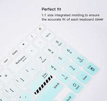 2PCS Keyboard Cover for ASUS Vivobook Go 15.6" E1504FA, VivoBook 16 K3605 F1603 M1603 X1603 M1605 F1605 16", VivoBook Pro 15X OLED M6501 K6501 M1503QA M1502, VivoBook S 15 OLED 15.6" M3502 K3502 - color: Gradual Mint+Clear