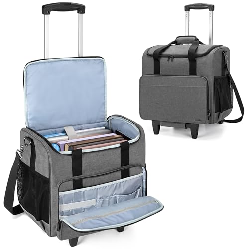 Trunab Rolling Teacher Bag, Teacher Tote Bag with Padded Sleeves | with Bottom Pad and Detachable Trolley, Wheeled Teacher Bag Holds up to 15.6” Laptop - color: Grey