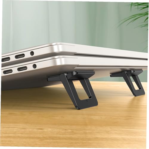 2pcs Mini Laptop Stand Foldable Notebook Holder Portable Heightening Bracket for Travel Work Home Desk Laptop Support Holder Black