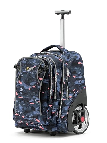 NEW TILAMI 20 Inch Rolling Backpack for School Stair-Climbing Big Wheel | Teen Boys Girls Carry-on Suitcase Large Organizer Compartment 15.6 Laptop Sleeve Adjustable Handle Roller Travel Bag College - color: Grey Stone