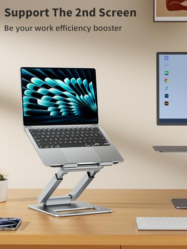 tounee Laptop Stand for Desk Adjustable Height, Telescopic Computer Stand with Pull Out Design Ergonomic Laptop Riser Fits All Laptops 10-17"-Silver - color: Silver