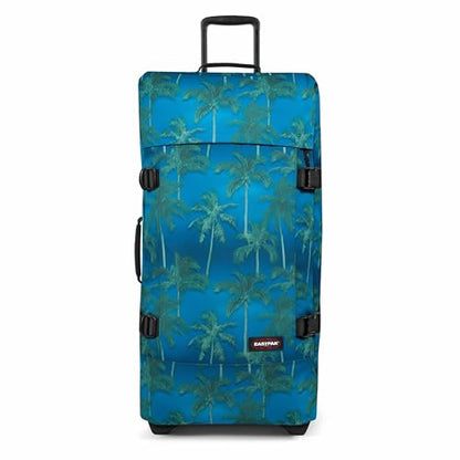EASTPAK Tranverz M – 78L Medium Soft Sided Checked Luggage, Dual Compartments, TSA Lock, Compression Straps & Smooth Inline Wheels, Brize Tree Navy - color: Brize Tree Navy, size: 78 Liter Checked Bag