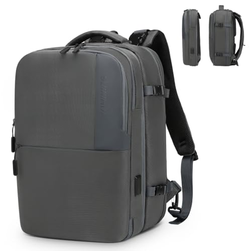 2-in-1 Travel Backpack for Men, Expandable 16" Laptop Backpack with Detachable Briefcase, Water-Resistant Carry-On Business Bag with USB-C, Gray - color: Gray