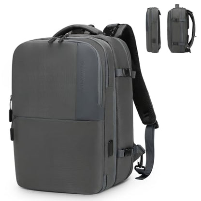 2-in-1 Travel Backpack for Men, Expandable 16" Laptop Backpack with Detachable Briefcase, Water-Resistant Carry-On Business Bag with USB-C, Gray - color: Gray