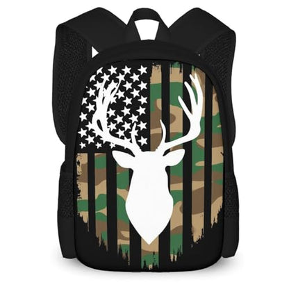 Waterproof College Gym Backpack Lightweight Travel Day Pack Carry On Backpack For Women Men Hunting Deer Camo Camouflage American Flag Black - color: Color570