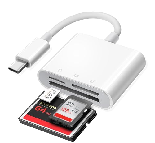 USB C SD Card Reader for 15/iPad/MacBook/iMac, xdgeLoad 3 Slots Type C Reader Supports SD/Micro SD/CF Compact Flash Memory Card Adapter, Trail Camera Viewer Plug and Play - size: 3 Slots