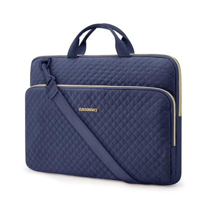 BAGSMART Laptop Sleeve 15-15.6 inch Case Protective Water-Resistant | Lightweight Laptop Bag for Women with Pocket and Handle, Compatible with MacBook, HP, Dell, Acer and Asus notebooks - color: Navy Blue, size: 15.6 Inch