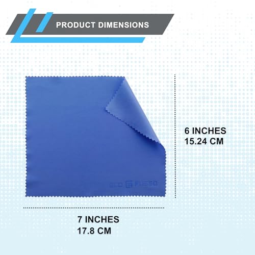 Eco-Fused Microfiber Cleaning Cloth - 7x6'' Microfiber Cloth - Pack of 6 Blue Lens Cleaning Wipes - Cleaning Cloth for Glasses, Eyeglasses, Camera Lens & Phones - color: blue