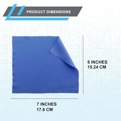 Eco-Fused Microfiber Cleaning Cloth - 7x6'' Microfiber Cloth - Pack of 6 Blue Lens Cleaning Wipes - Cleaning Cloth for Glasses, Eyeglasses, Camera Lens & Phones - color: blue