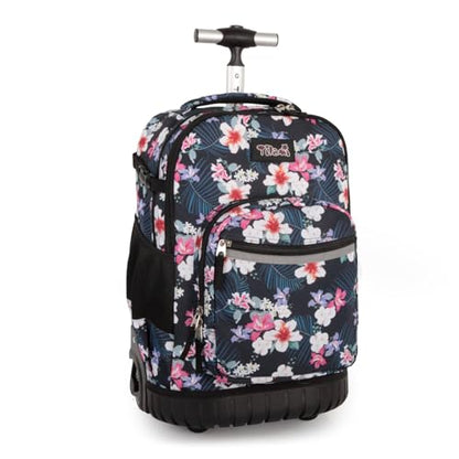 Tilami Rolling Backpack for Kids 18 inch Boys and Girls Laptop Backpack,Flowers - color: Flowers