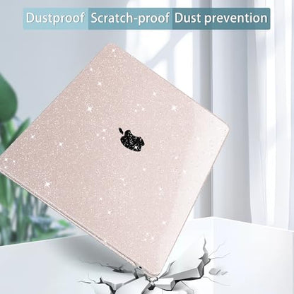 May Chen Compatible with MacBook Air 13 inch Case 2021 2020 2019 2018 Release Models: M1 A2337 A2179 A1932, Plastic Hard Shell Case for Mac Air 13 inch with Retina Fits Touch ID, Sakura Pink Glitter - color: Sakura Pink Glitter