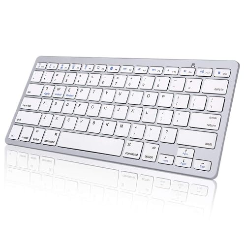 Multi Device Bluetooth Keyboard Rechargeable Wireless Keyboard 3-in-1 Slim Keyboard with Number Pad Full Size Bluetooth Keyboard for Windows Tablet Laptop - White