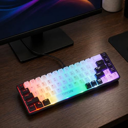 CHONCHOW Mini RGB 60% Gaming Keyboard, 68 Keys Small Compact USB Wired Rainbow Light Up Backlit Gaming Keyboard for Xbox PS4 PS5 PC Laptop Gamer(White-Black)