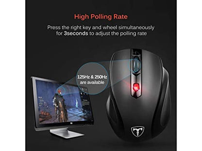 Happy Fit 2.4G Wireless Mouse Portable Mobile Optical Mouse with USB Receiver, 5 Adjustable DPI Levels, 6 Buttons for Notebook, PC, Laptop, Computer, MacBook - Black - New (Single)