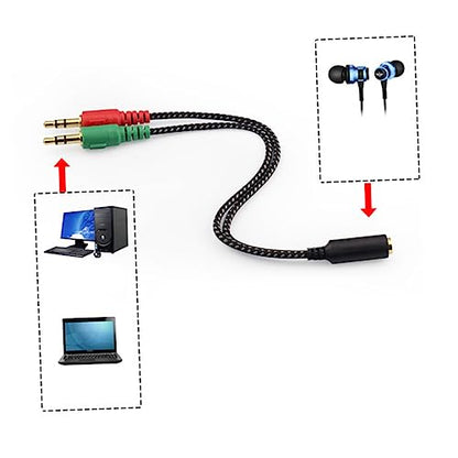 HOMSFOU 3pcs Female to Male Headset Splitter Cable Adapter for Audio Dual Ports for Headphones and Microphone Compatible Laptops and Mobile Devices Stereo Audio Cable