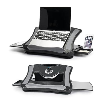 EHO Portable Lap Desk with Cushion, Detachable Mouse Pad Tray and Phone Holder, Adjustable Laptop Stand with 5 Angles, for Home, Office, Sofa, Bed