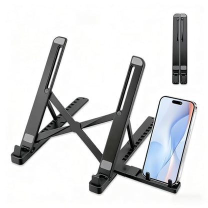 Laptop Stand for Desk,Adjustable ABS & Silicone Foldable Riser with Ventilated Cooling-Holder for 10-15.6" Notebooks,Tablets and Computers,Black - color: Black