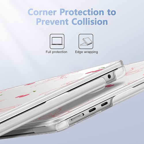 May Chen for MacBook Air 15 inch Case M5 M4 M3 M2 2026 2024-2023, Model A3448 A3241 A3114 A2941, Closes Seamlessly Hard Shell Laptop Cover with Keyboard Cover, Bow - color: Bow