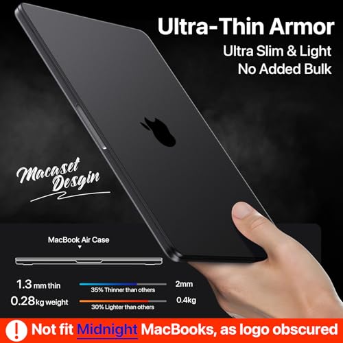 Macaset for MacBook Air 15 inch Case M5 M4 M3 M2 2026-2023 Mac Laptop Cover | Matte Black Clear, Protective Hard Shell, Anti Fingerprint & Scratch, Crack Resistant, Close Seamlessly, Ultra Thin, Snap Fit - color: Classic Black Clear