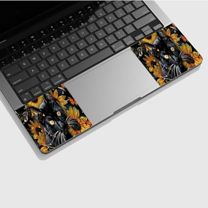 Universal Laptop Skin Sticker with 2 Wrist Pad Skins, Waterproof Scratch Resistant Vinyl Laptop Cover Decal, Cut to Fit for 11–15.6 Inch MacBook HP Dell Lenovo, Black Cat Butterfly - color: Black Cat Butterfly