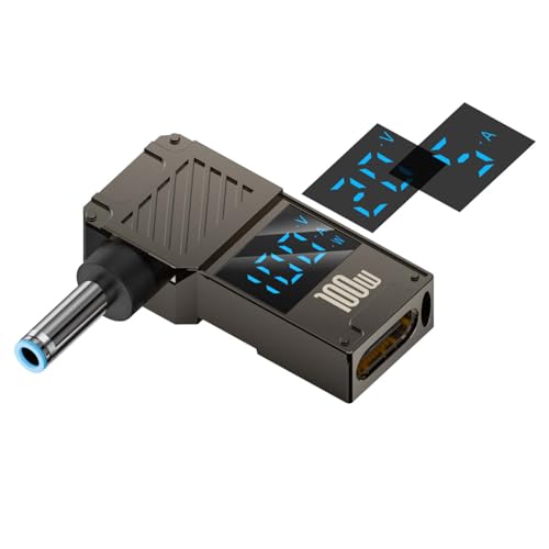 USB C to HP Laptop Charger Adapter -Female Type C to DC 4.5x3.0 Blue Tip Converter PD Charging Barrel Plug 4.5mm Power Connector w/ LED Display for Chrombook Zbook Elitebook Spectre x360 Envy Notebook
