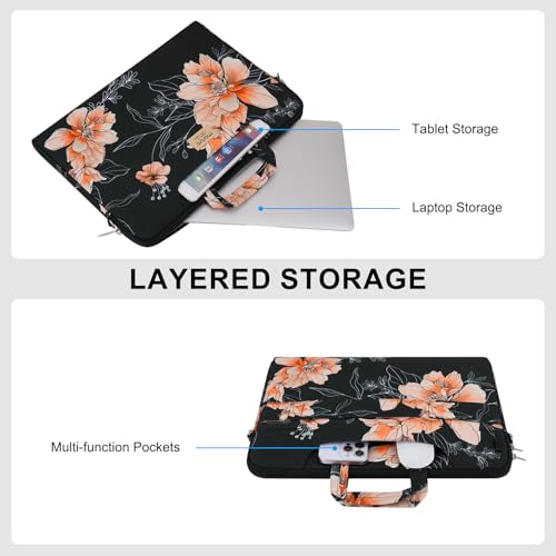 MOSISO Laptop Bag for Women, 15.6 inch Computer Bags Compatible with MacBook Pro 16 inch, HP, Dell, Lenovo, Asus Notebook, 15-15.6 inch Laptop Messenger Shoulder Sleeve with Strap, Classic Floral
