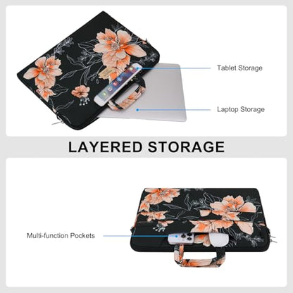 MOSISO Laptop Bag for Women, 15.6 inch Computer Bags Compatible with MacBook Pro 16 inch, HP, Dell, Lenovo, Asus Notebook, 15-15.6 inch Laptop Messenger Shoulder Sleeve with Strap, Classic Floral