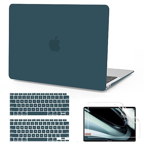 B BELK Compatible with MacBook Air 13 inch Case M1 2022 2021 2020 2019 2018 A2337 A2179 A1932, Matte Plastic Hard Shell+ Keyboard Cover+Screen Protector for MacBook Air 13.3 inch Case, Deep Teal - color: Deep Teal
