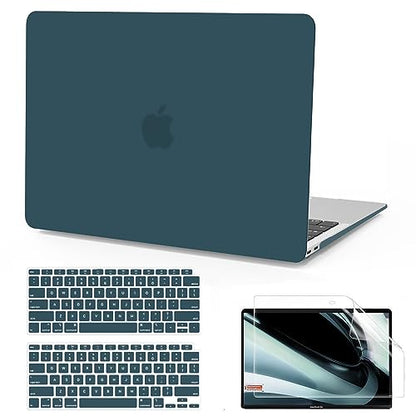 B BELK Compatible with MacBook Air 13 inch Case M1 2022 2021 2020 2019 2018 A2337 A2179 A1932, Matte Plastic Hard Shell+ Keyboard Cover+Screen Protector for MacBook Air 13.3 inch Case, Deep Teal - color: Deep Teal