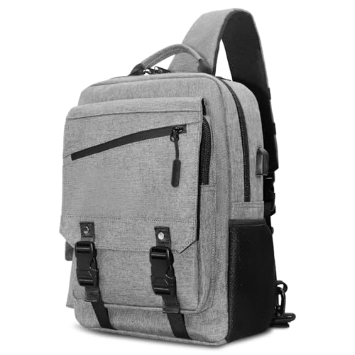 Crossbody Messenger Bag for Men: 13L Multi-pocket Satchel Sling Bags - color: Grey