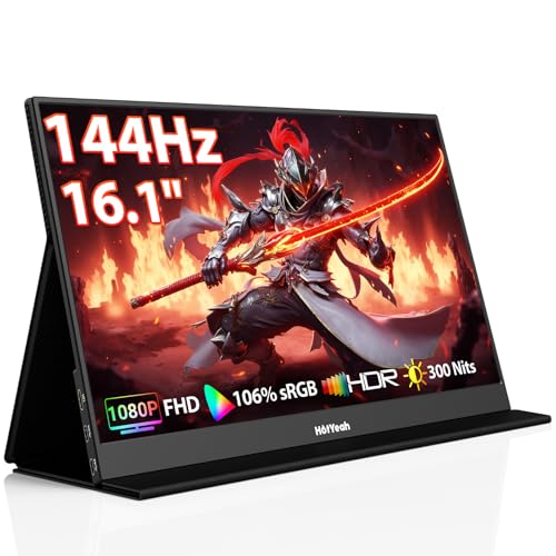 HotYeah 16.1'' 144Hz Portable Gaming Monitor, 106% sRGB 1080P Travel Screen | USB-C HDMI External Display HDR Portable Monitor w/Smart Cover, 2nd Screen for Laptop, PC, Mac, Switch, PS5/4, Xbox - size: 16.1"