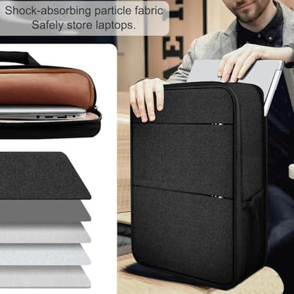 Travel Laptop Backpack with Small Case for 15-16 inch Notebooks, Slim & Expandable Computer Bag for College Business Commute for Men and Women,Black - color: Black