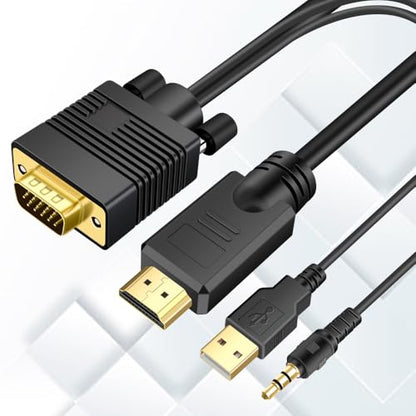 VGA (Sources) to HDMI(Display) Cable 30ft with Audio, VGA to HDMI Adapter Converter Cord Cable Compatible Well Witch Computer/Projector/Laptop to Monitor/TV/Desktop - size: 30ft