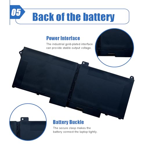 63Wh RJ40G 4-Cell Laptop Battery Compatible with Dell Latitude 14 5420 Latitude 15 5520 Precision 15 3560 Series Notebook P137G P137G001 P104F P104F001 0WK3F1 0M3KCN 005R42 15.2V 3941mAh - size: 9.74*3.87*0.24 inch RJ40G