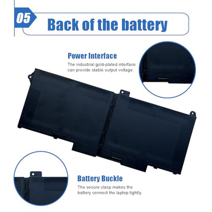 63Wh RJ40G 4-Cell Laptop Battery Compatible with Dell Latitude 14 5420 Latitude 15 5520 Precision 15 3560 Series Notebook P137G P137G001 P104F P104F001 0WK3F1 0M3KCN 005R42 15.2V 3941mAh - size: 9.74*3.87*0.24 inch RJ40G