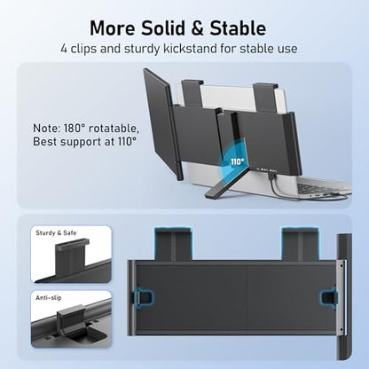 Laptop Screen Extender, 14" FHD 1080P IPS Laptop Monitor Extender with USB C/HDMI Port, Plug and Play Screen Portable Extended Monitor for 14"-15.6" Laptops - size: 14" Dual