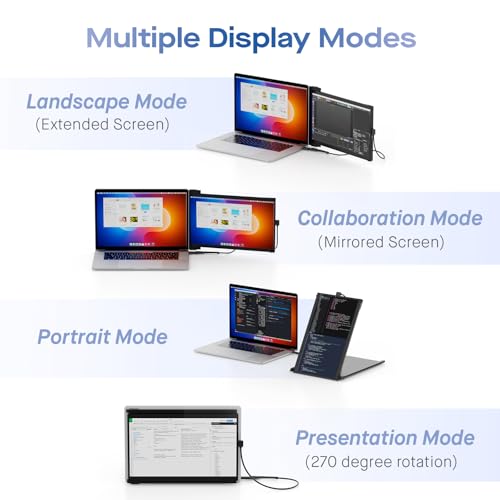 Mobile Pixels Duex Max DS Portable Monitor for Laptops (2026 Upgraded) | 14.1" Full HD IPS Laptop Screen Extender, USB C/HDMI Powered Plug and Play, Windows/Mac/Android/Switch Compatible - size: 14.1 inches