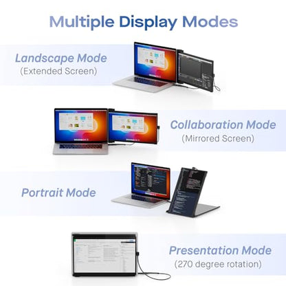 Mobile Pixels Duex Max DS Portable Monitor for Laptops (2026 Upgraded) | 14.1" Full HD IPS Laptop Screen Extender, USB C/HDMI Powered Plug and Play, Windows/Mac/Android/Switch Compatible - size: 14.1 inches
