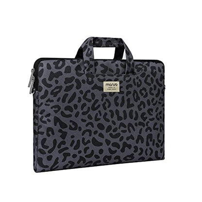 MOSISO Laptop Shoulder Bag, 15.6 inch Computer Bags Compatible with MacBook Air 15 inch M4 M3 M2/Pro 16 M4 M3 M2 M1 2025-2019, 15-15.6 inch Notebook, Leopard Grain Briefcase Sleeve with Belt - size: 16 inch