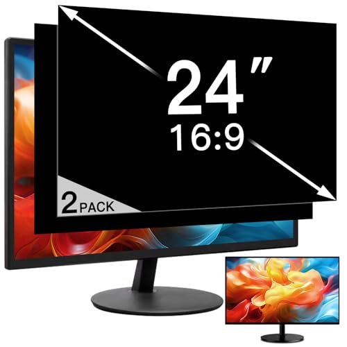2 Pack 24 Inch Privacy Screen for Computer Monitor 16:9 Aspect Ratio, Eye Protection Anti Glare Computer Screen Cover, Removable Anti-Scratch Computer Screen Privacy Shield for 24'' Widescreen Monitor - size: 2 PACK 24 Inch Privacy Screen (16:9）