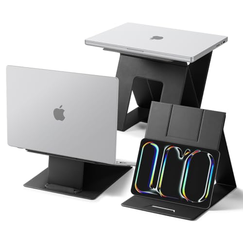 Spigen Slim Fold Portable Standing Desk Laptop Stand Foldable Ergonomic Angle Lift Anti-Slip Compatible with MacBook Neo, MacBook Air, MacBook Pro 11"-16" and iPad/Air/Pro and More - Black (LD201-S10) - color: LD201-S10, size: Non-Adhesive