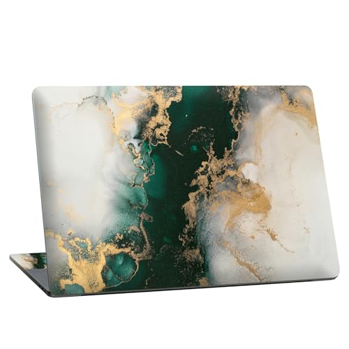 Universal Laptop Skin Sticker with 2 Wrist Pad Skins, Waterproof Scratch Resistant Vinyl Laptop Cover Decal, Cut to Fit for 11–15.6 Inch MacBook HP Dell Lenovo, Green Marble - color: Green Marble