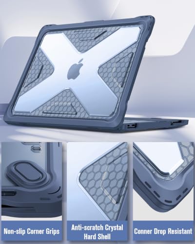 Fintie Rugged Case for MacBook Neo 13 Inch A3404 2026, Indigo | Heavy Duty, Fingerprint Resistant, Shock-Absorbing, TPU Bumper, Hard Shell, Snap-On Cover, Work Travel Study Daily Use - color: Indigo