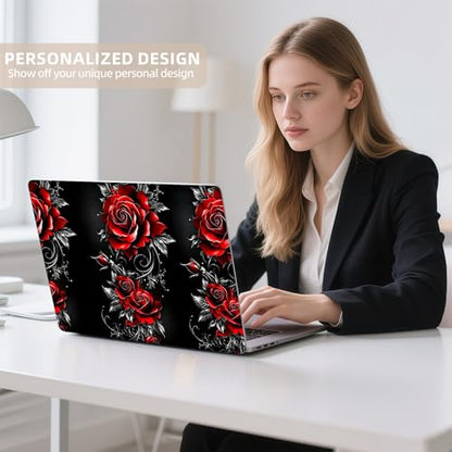 Universal Laptop Skin Sticker for 12/13/14/15.6 Inch Laptops, Reusable Vinyl Laptop Decal Cover, Waterproof Scratch Resistant Notebook Skin with 2 Wrist Pads,Red Roses - color: Red Roses