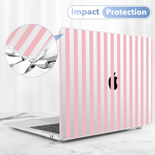 May Chen Compatible with MacBook Air 13 inch Case 2022 2021, 2020-2018 Release Model: M1 A2337 A2179 A1932, Plastic Hard Shell Case Cover for Mabook Air 13 inch with Retina Dispaly, Pink Stripes - color: Pink stripes