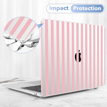 May Chen Compatible with MacBook Air 13 inch Case 2022 2021, 2020-2018 Release Model: M1 A2337 A2179 A1932, Plastic Hard Shell Case Cover for Mabook Air 13 inch with Retina Dispaly, Pink Stripes - color: Pink stripes