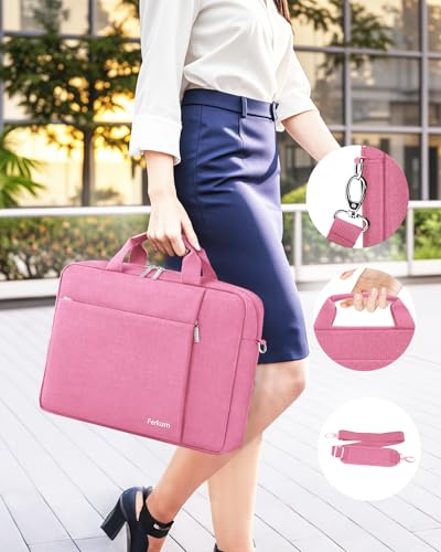 Ferkurn Laptop Bag Case for Women Men Computer Bag Compatible with HP Envy Pavilion Omen/LG Gram/MSI/Dell Inspiron XPS/Lenovo/Acer, Shoulder Strap Carrying Messenger Briefcase, Pink, 17 17.3 Inch - color: Pink, size: 17.3 inch