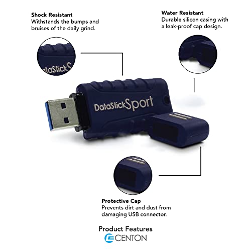 Centon DataStick Sport USB 3.0 Flash Drive 16GB x 5, Navy Blue (S1-U3W2-16G-5B) - size: 16 GB, style: Pack of 5